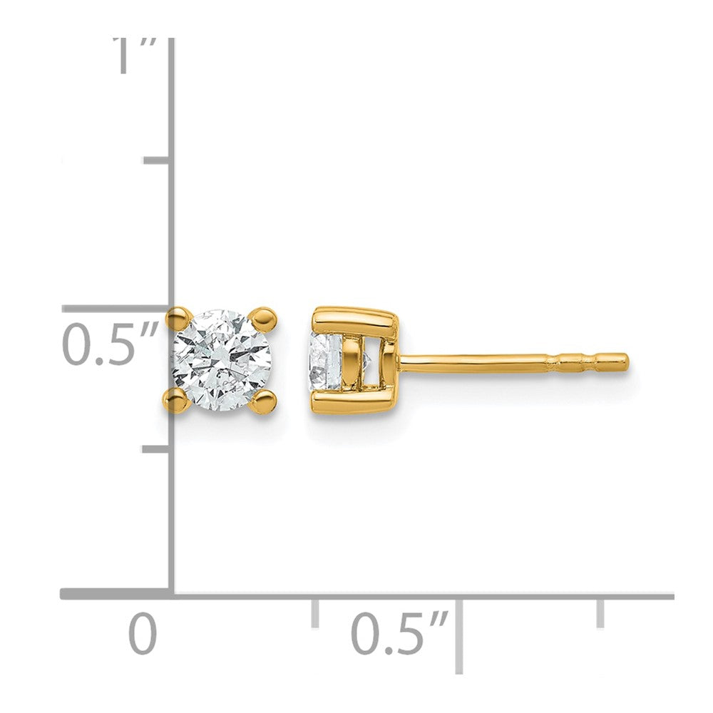 14K Gelbgold Ohrstecker mit 0,67 ct. Laborgezüchteten Diamanten, VS/SI+ G+, Rund, 4-Krappen-Fassung, Schwere Ausführung
