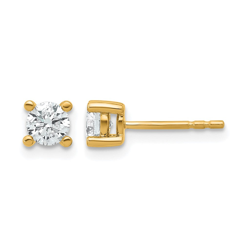 14K Gelbgold Ohrstecker mit 0,67 ct. Laborgezüchteten Diamanten, VS/SI+ G+, Rund, 4-Krappen-Fassung, Schwere Ausführung
