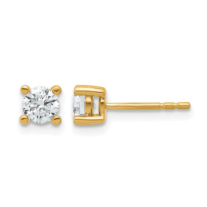 14K Gelbgold Ohrstecker mit 0,67 ct. Laborgezüchteten Diamanten, VS/SI+ G+, Rund, 4-Krappen-Fassung, Schwere Ausführung