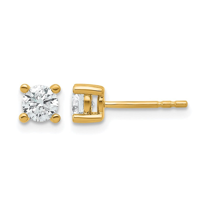 14K Gelbgold Ohrstecker mit 0,67 ct. Laborgezüchteten Diamanten, VS/SI+ G+, Rund, 4-Krappen-Fassung, Schwere Ausführung
