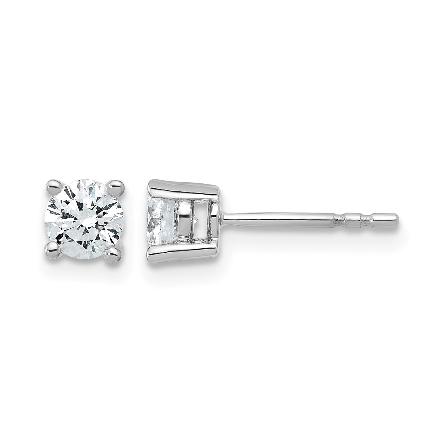 14K Weißgold Ohrstecker mit 0,75 ct. laborgezüchteten Diamanten, VS/SI+ G+, rund, 4-Krappen-Fassung, hohes Gewicht