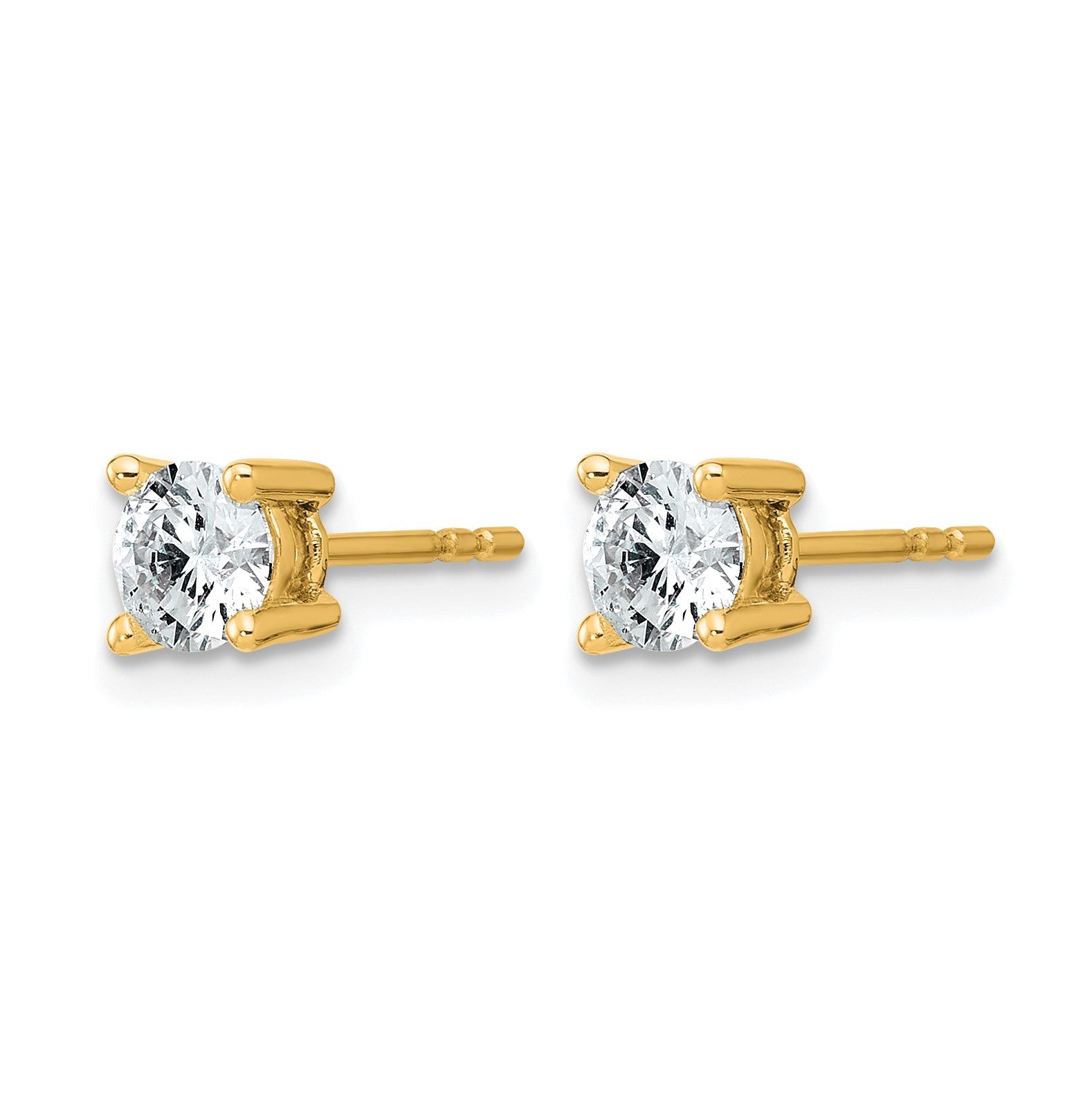 14K Gelbgold Ohrstecker mit 0,75 ct. zertifizierten, im Labor gezüchteten Diamanten, VS/SI+ G+, rund, 4-Krappen-Fassung, schweres Gewicht