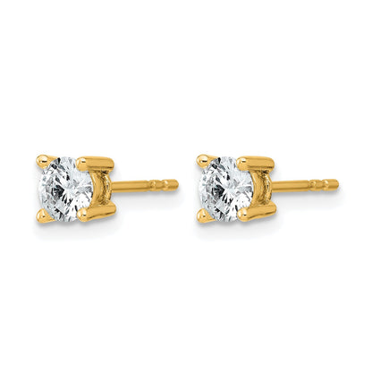 14K Gelbgold Ohrstecker mit 0,75 ct. zertifizierten, im Labor gezüchteten Diamanten, VS/SI+ G+, rund, 4-Krappen-Fassung, schweres Gewicht