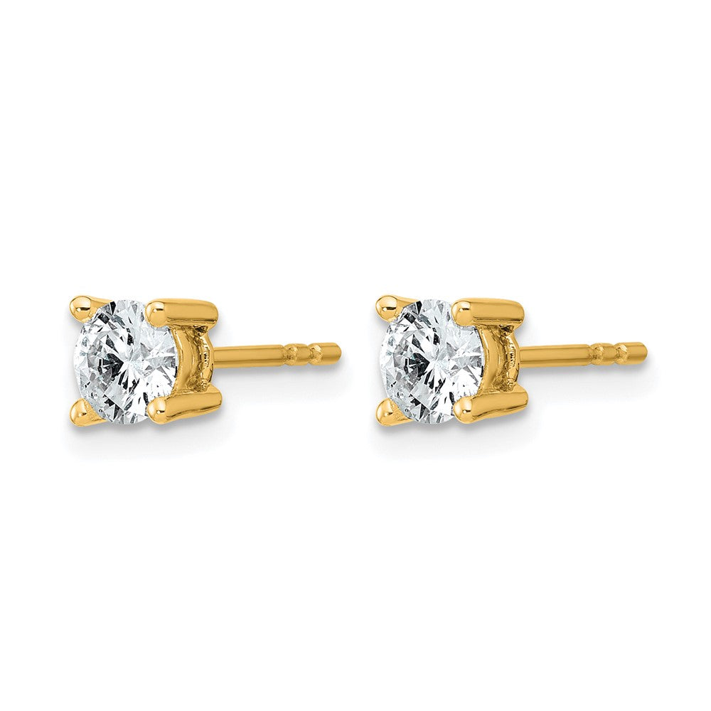 14K Gelbgold Ohrstecker mit 0,75 ct. zertifizierten, im Labor gezüchteten Diamanten, VS/SI+ G+, rund, 4-Krappen-Fassung, schweres Gewicht