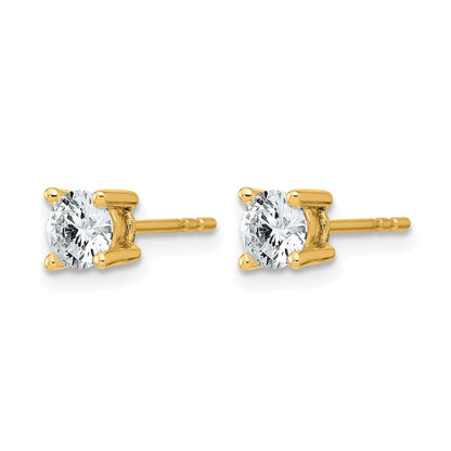 14K Gelbgold Ohrstecker mit 0,75 ct. zertifizierten, im Labor gezüchteten Diamanten, VS/SI+ G+, rund, 4-Krappen-Fassung, schweres Gewicht