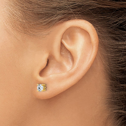 14K Gelbgold 0,75 ct. Laborgezüchtete Diamant-Ohrstecker VS/SI+ G+ Rund Vierzack-Fassung mit Ohrstift