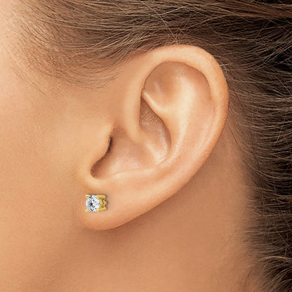 14K Gelbgold 0,75 ct. Laborgezüchtete Diamant-Ohrstecker VS/SI+ G+ Rund Vierzack-Fassung mit Ohrstift