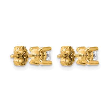 14K Gelbgold 0,75 ct. Laborgezüchtete Diamant-Ohrstecker VS/SI+ G+ Rund Vierzack-Fassung mit Ohrstift