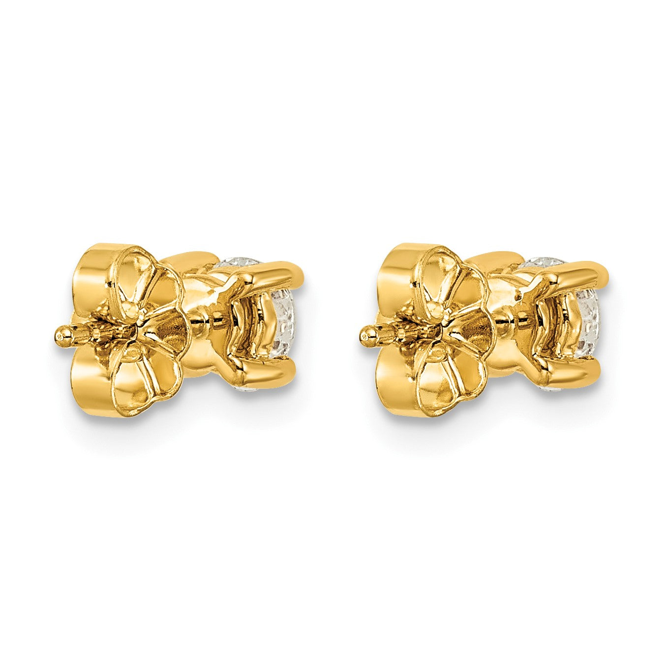 14K Gelbgold 0,75 ct. Laborgezüchtete Diamant-Ohrstecker VS/SI+ G+ Rund Vierzack-Fassung mit Ohrstift