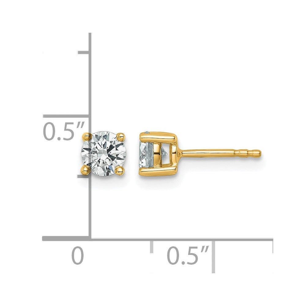 14K Gelbgold 0,75 ct. Laborgezüchtete Diamant-Ohrstecker VS/SI+ G+ Rund Vierzack-Fassung mit Ohrstift