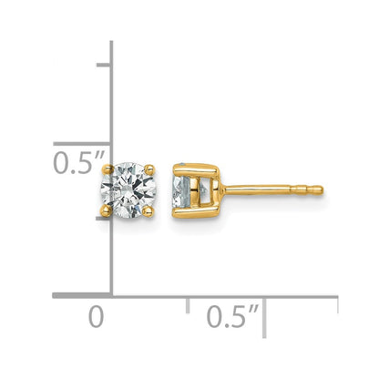 14K Gelbgold 0,75 ct. Laborgezüchtete Diamant-Ohrstecker VS/SI+ G+ Rund Vierzack-Fassung mit Ohrstift