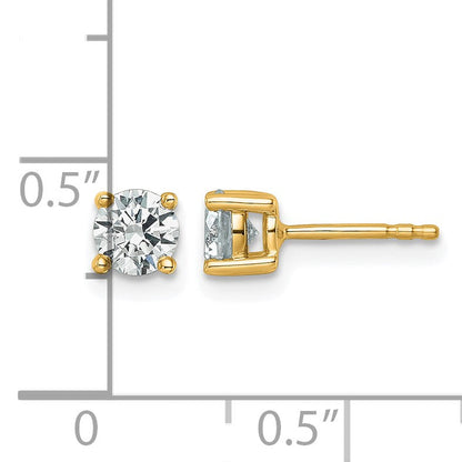 14K Gelbgold 0,75 ct. Laborgezüchtete Diamant-Ohrstecker VS/SI+ G+ Rund Vierzack-Fassung mit Ohrstift