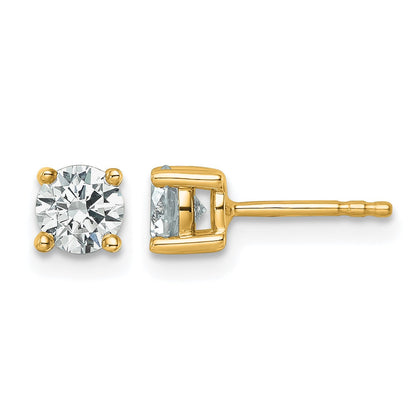 14K Gelbgold Ohrstecker mit 0,75 ct. zertifizierten, im Labor gezüchteten Diamanten, VS/SI+ G+, rund, 4-Krappen-Fassung, schweres Gewicht