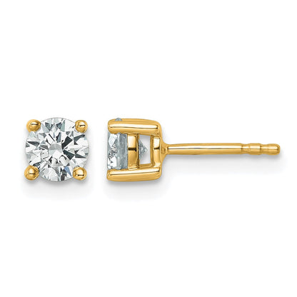14K Gelbgold 0,75 ct. Laborgezüchtete Diamant-Ohrstecker VS/SI+ G+ Rund Vierzack-Fassung mit Ohrstift