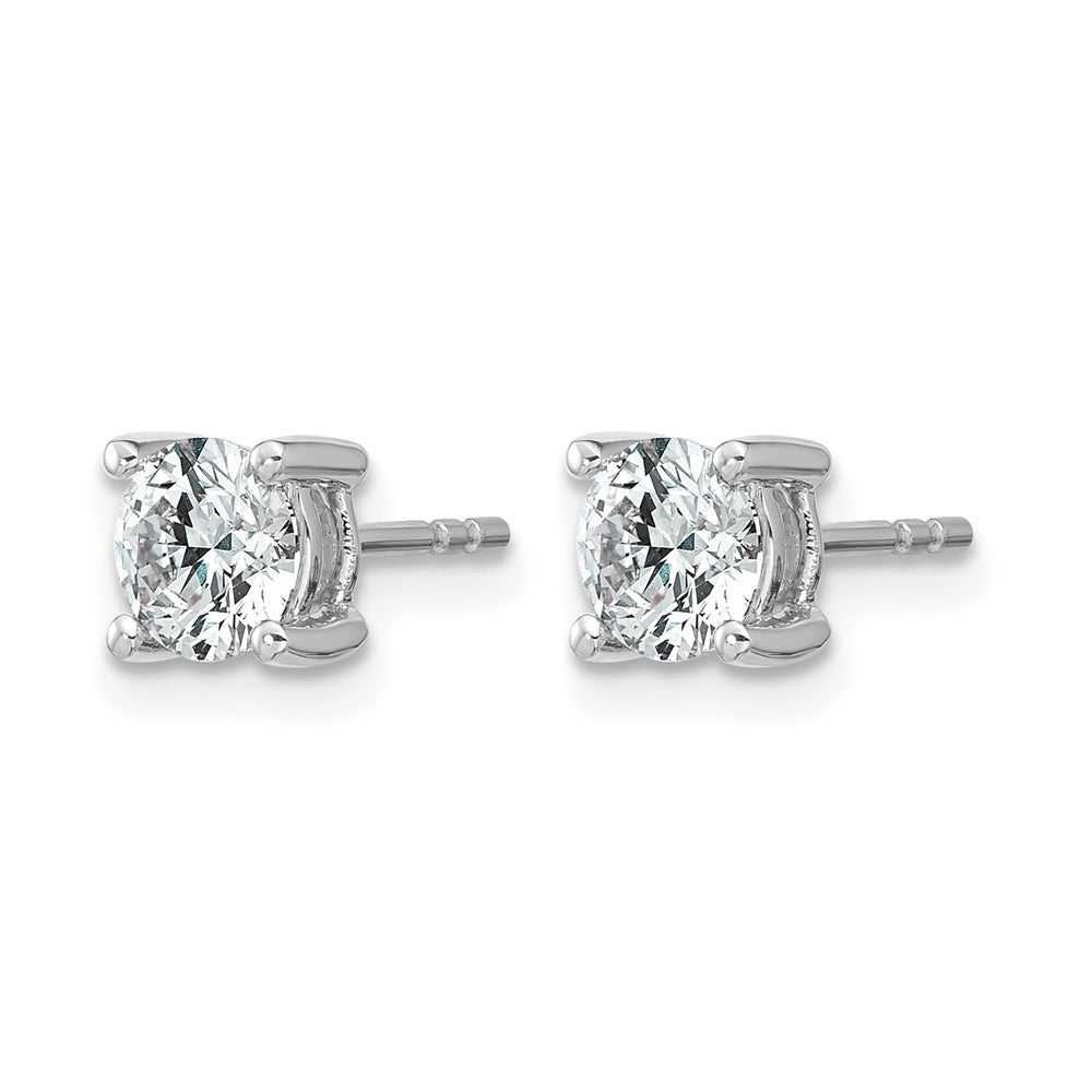 14K Weißgold Ohrstecker mit 1 ct. Labor gezüchteten Diamanten, VS/SI+ G+, rund, 4-Krappen-Fassung, hohes Gewicht