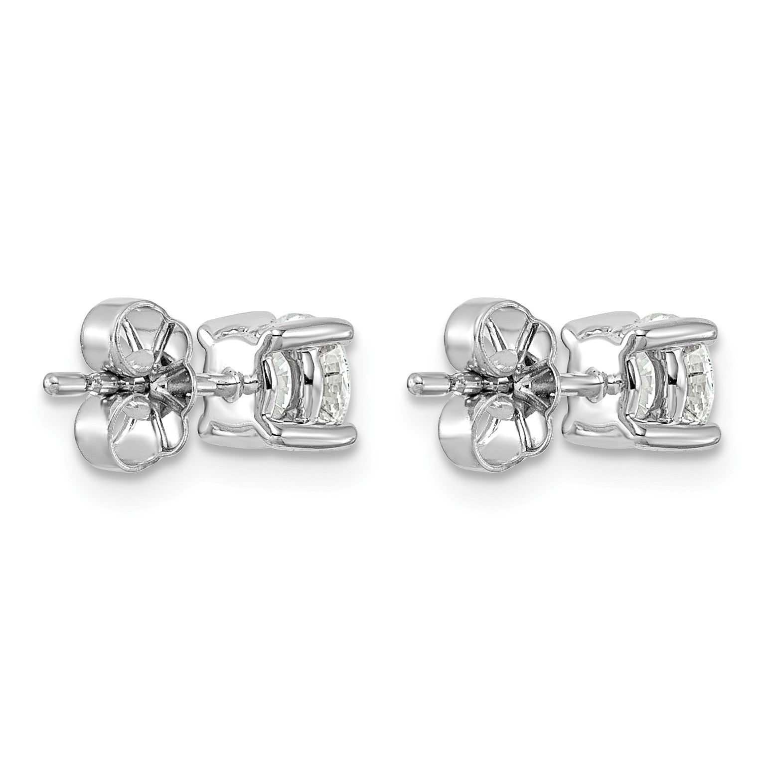 14K Weißgold Ohrstecker mit 1 ct. Labor gezüchteten Diamanten, VS/SI+ G+, rund, 4-Krappen-Fassung, hohes Gewicht