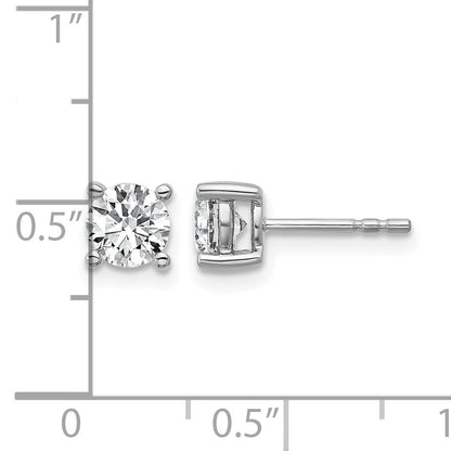 14K Weißgold Ohrstecker mit 1 ct. zertifiziertem, im Labor gezüchtetem Diamant, VS+ F+, Rund, Vierkrappenfassung
