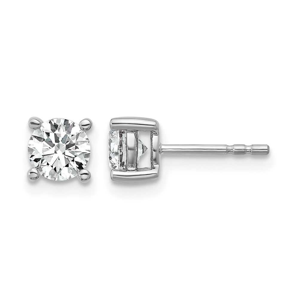 14K Weißgold Ohrstecker mit 1 ct. Labor gezüchteten Diamanten, VS/SI+ G+, rund, 4-Krappen-Fassung, hohes Gewicht