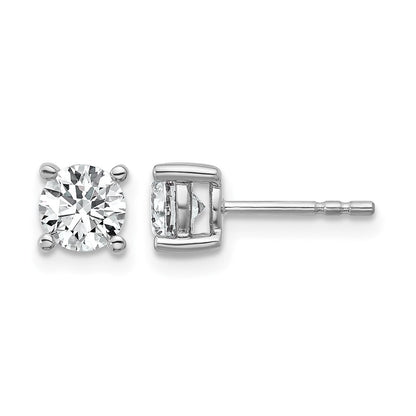 14K Weißgold Ohrstecker mit 1 ct. Labor gezüchteten Diamanten, VS/SI+ G+, rund, 4-Krappen-Fassung, hohes Gewicht