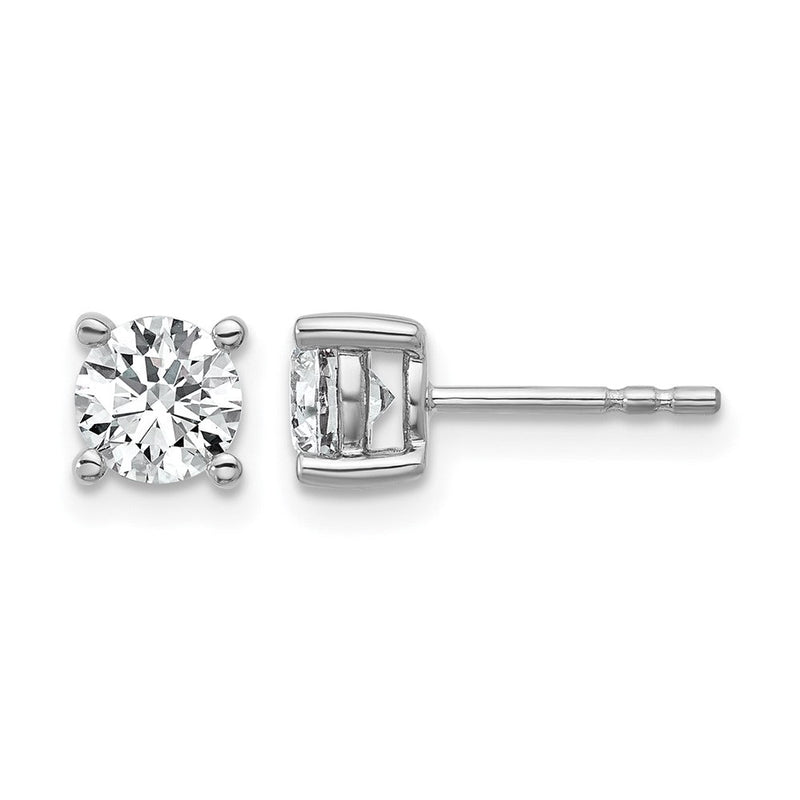 14K Weißgold Ohrstecker mit 1 ct. Labor gezüchteten Diamanten, VS/SI+ G+, rund, 4-Krappen-Fassung, hohes Gewicht