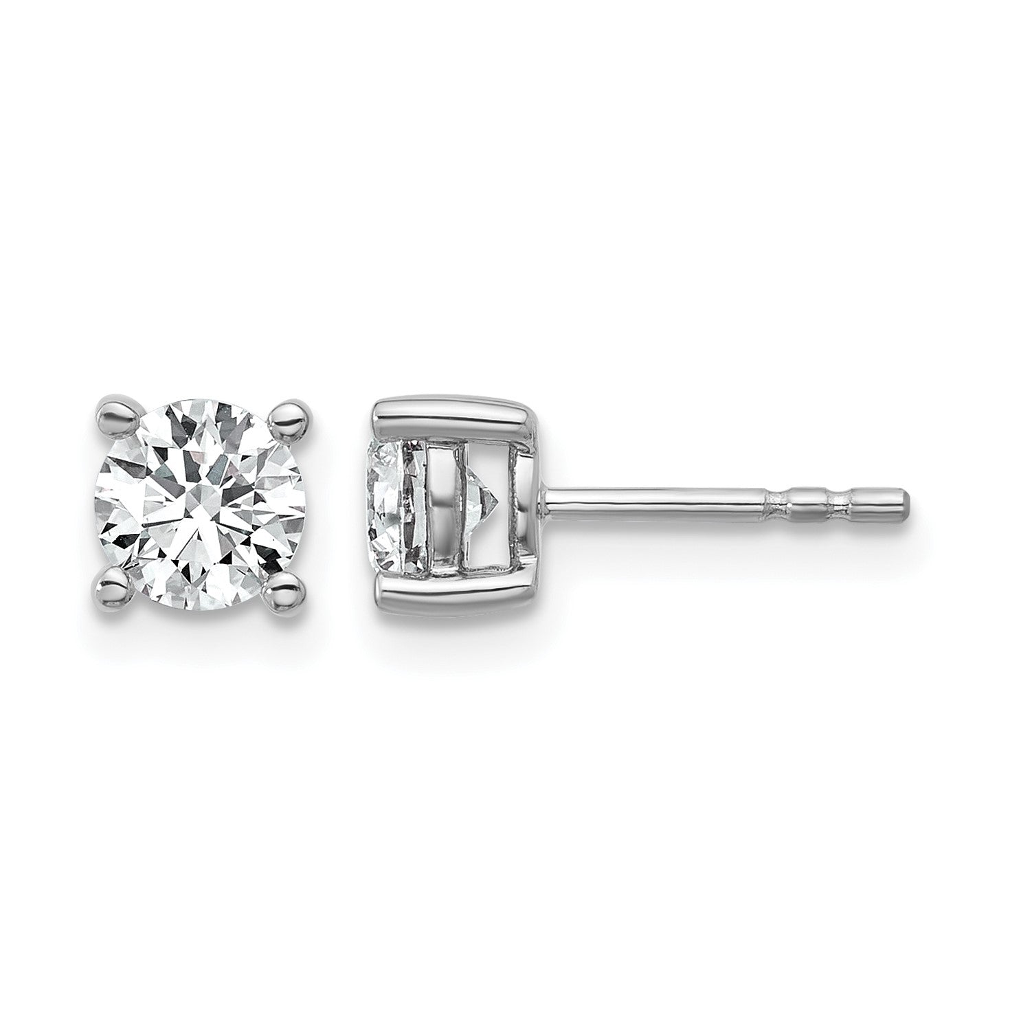 14K Weißgold Ohrstecker mit 1 ct. Labor gezüchteten Diamanten, VS/SI+ G+, rund, 4-Krappen-Fassung, hohes Gewicht