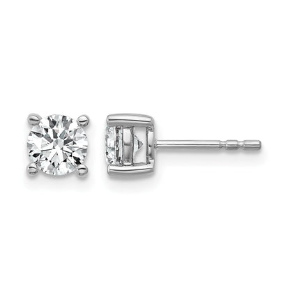 14K Weißgold Ohrstecker mit 1 ct. Labor gezüchteten Diamanten, VS/SI+ G+, rund, 4-Krappen-Fassung, hohes Gewicht