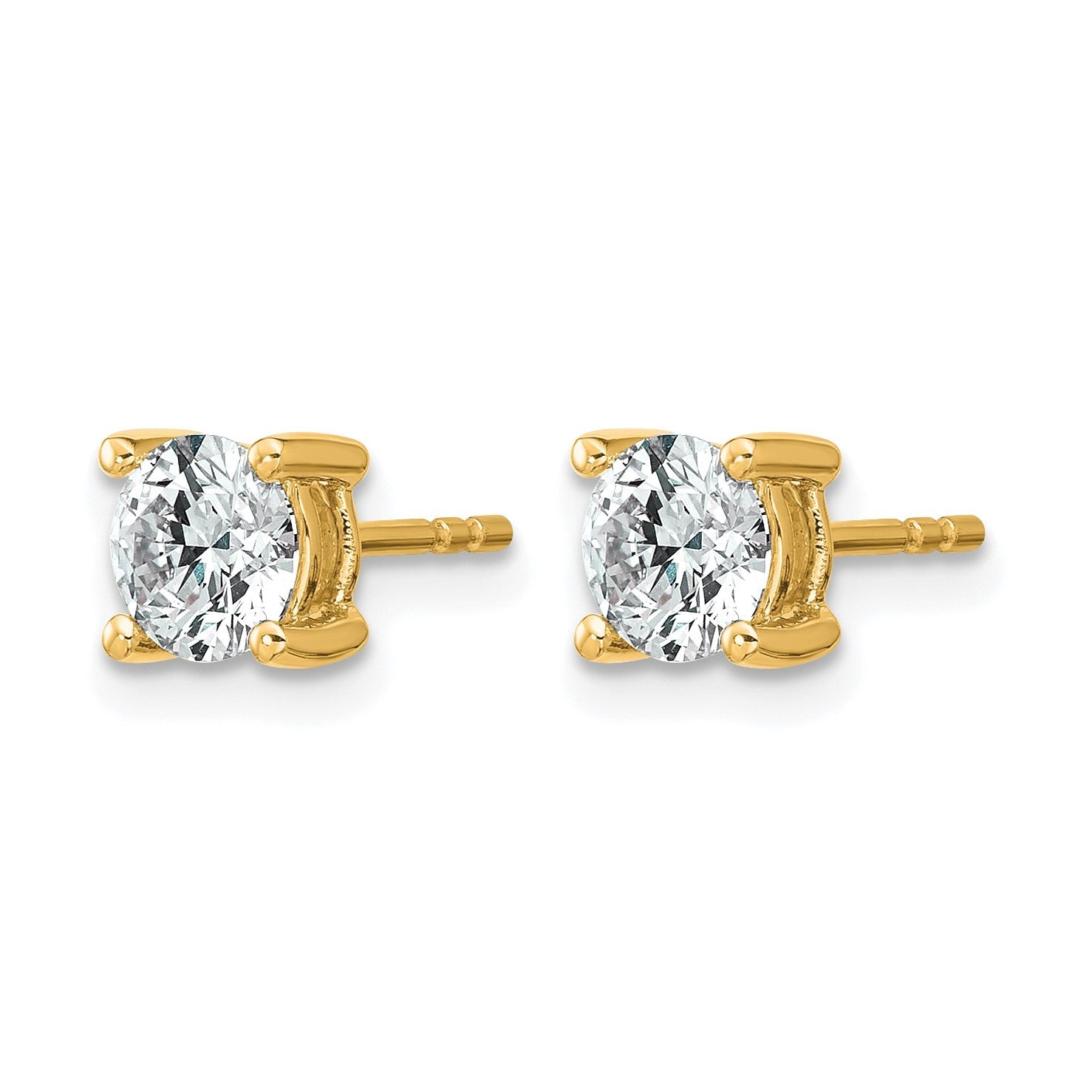 14K Gelbgold Ohrstecker mit 1 ct. Laborgezüchteten Diamanten, VS/SI+ G+, Rund, 4er-Krappenfassung, Schweres Gewicht