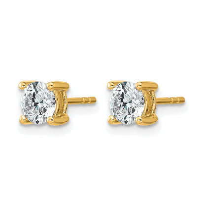14K Gelbgold Ohrstecker mit 1 ct. Laborgezüchteten Diamanten, VS/SI+ G+, Rund, 4er-Krappenfassung, Schweres Gewicht
