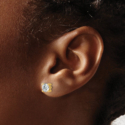 14K Gelbgold Ohrstecker mit 1 ct. Laborgezüchteten Diamanten, VS/SI+ G+, Rund, 4er-Krappenfassung, Schweres Gewicht