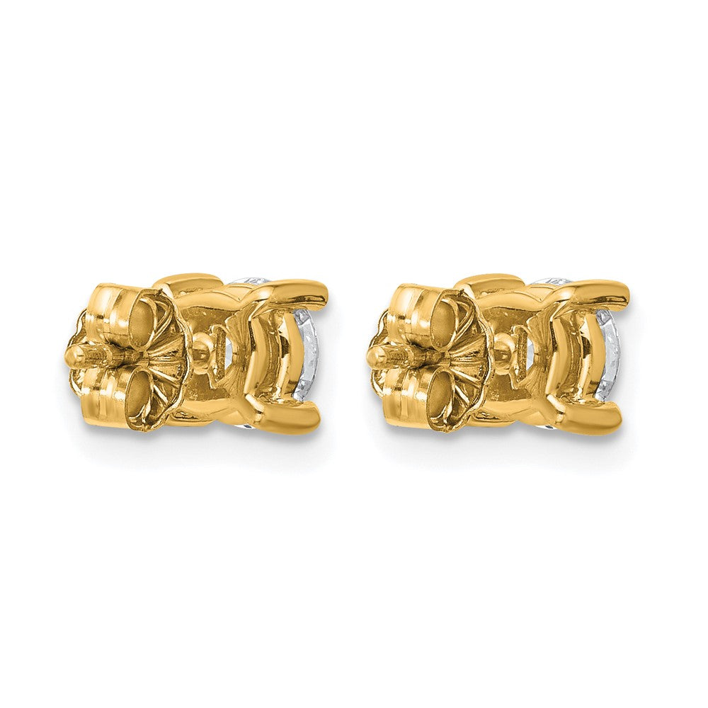 14K Gelbgold Ohrstecker mit 1 ct. Laborgezüchteten Diamanten, VS/SI+ G+, Rund, 4er-Krappenfassung, Schweres Gewicht