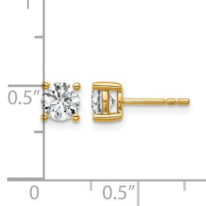 14K Gelbgold Ohrstecker mit 1 ct. zertifizierten, im Labor gezüchteten Diamanten VS/SI+ G+, rund, 4-Krappen-Fassung, hohes Gewicht