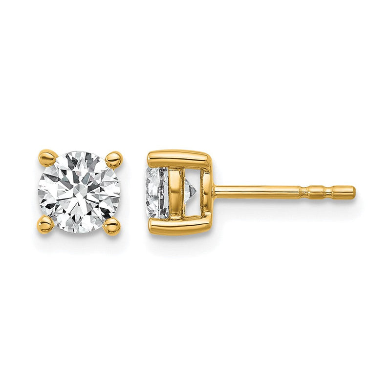 14K Gelbgold Ohrstecker mit 1 ct. Laborgezüchteten Diamanten, VS/SI+ G+, Rund, 4er-Krappenfassung, Schweres Gewicht