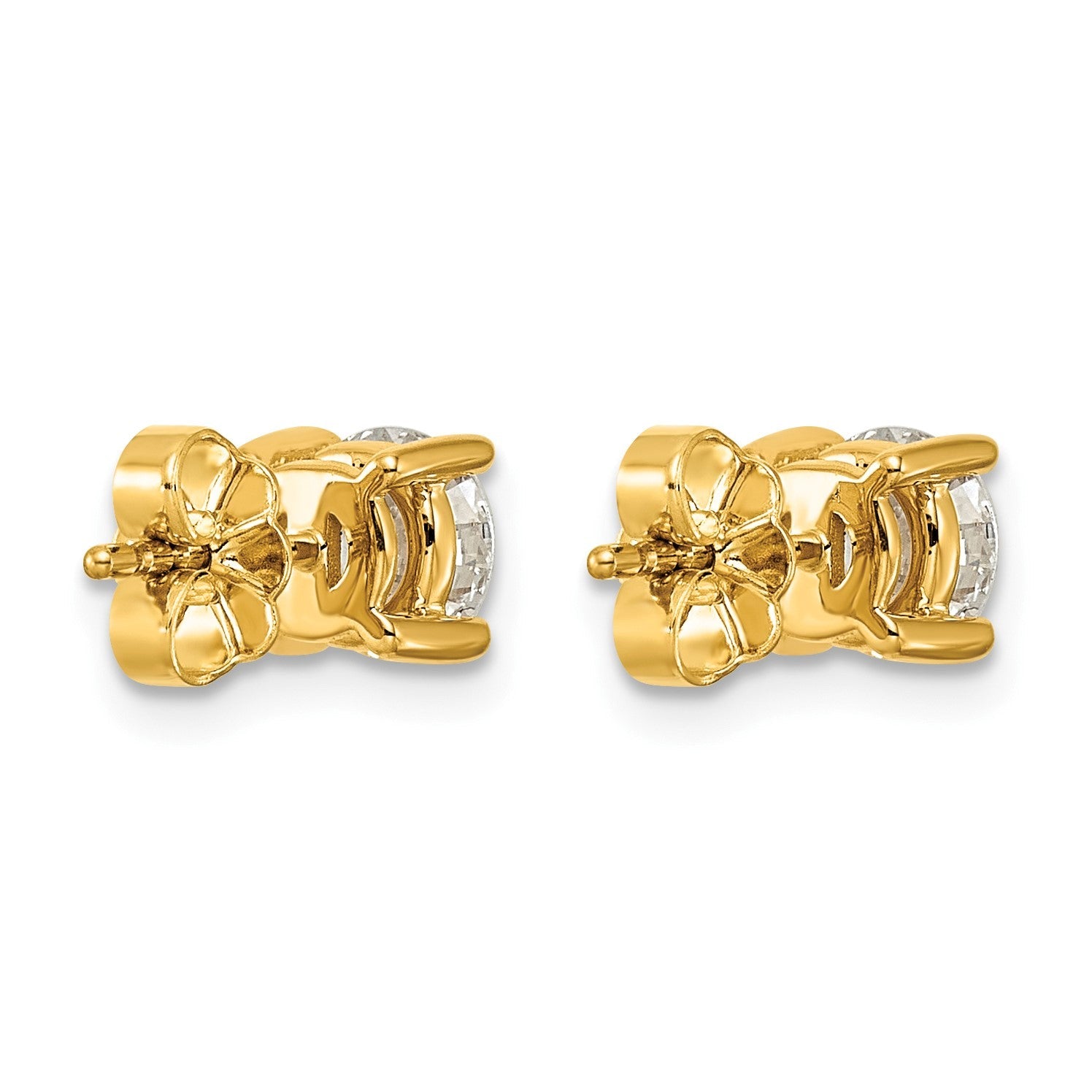 14K Gelbgold Ohrstecker mit 1,75 ct. Labor-gezüchteten Diamanten, VS/SI+ G+, rund, 4-Krappenfassung, hohes Gewicht