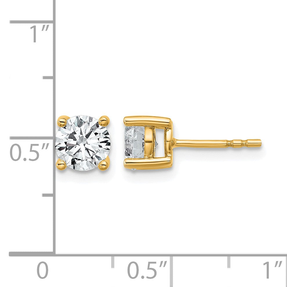 Ohrstecker aus 14K Gelbgold mit 1,5 ct. zertifizierten, im Labor gezüchteten Diamanten, rund, VS/SI+ G+, 4-Krappen-Fassung, Schwergewicht