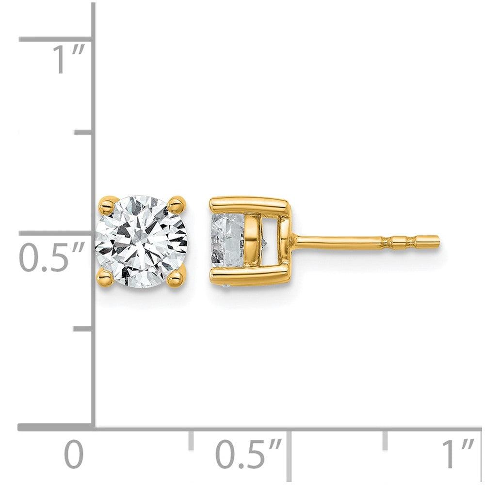 14K Gelbgold Ohrstecker mit 1,75 ct. Labor-gezüchteten Diamanten, VS/SI+ G+, rund, 4-Krappenfassung, hohes Gewicht