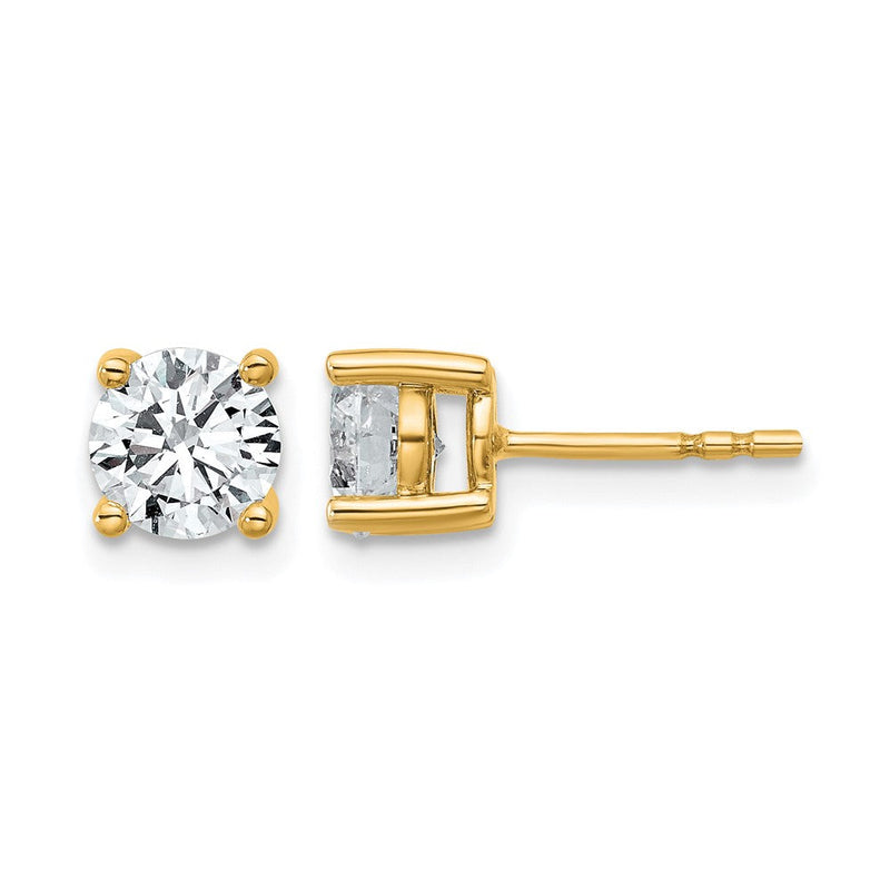 14K Gelbgold Ohrstecker mit 1,75 ct. Labor-gezüchteten Diamanten, VS/SI+ G+, rund, 4-Krappenfassung, hohes Gewicht
