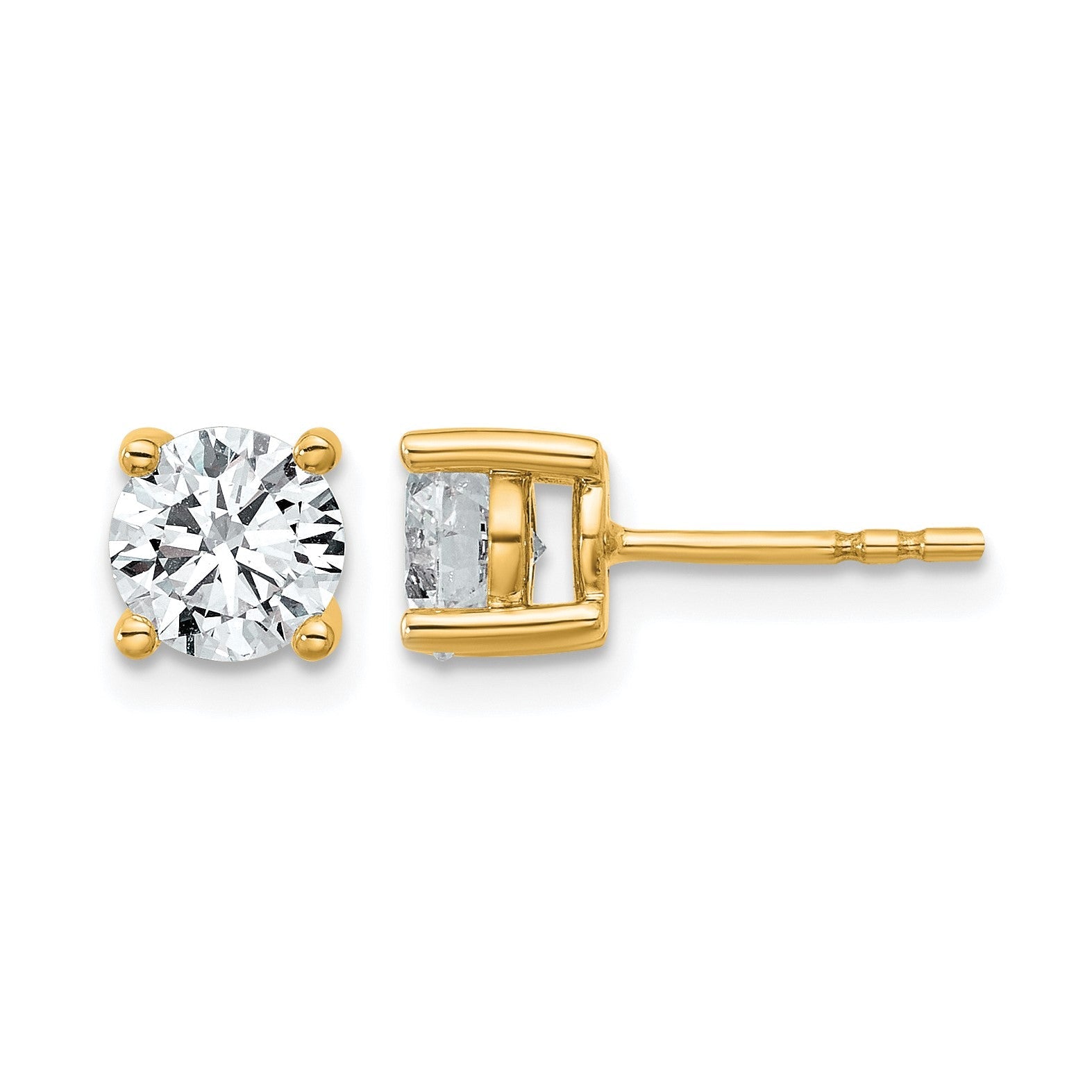 14K Gelbgold Ohrstecker mit 1,75 ct. Labor-gezüchteten Diamanten, VS/SI+ G+, rund, 4-Krappenfassung, hohes Gewicht