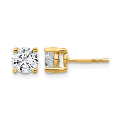 14K Gelbgold Laborgezüchtete Diamant-Ohrstecker, 1,5 ct., VS/SI+ G+, Rund, 4-Krappen-Fassung, Schweres Gewicht