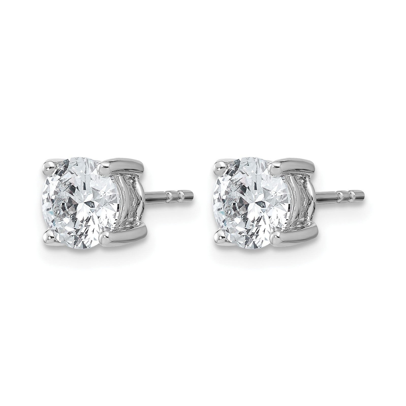 14K Weißgold Ohrstecker mit 2 ct. zertifizierten, im Labor gezüchteten Diamanten VS+ F+ im Rundschliff mit Vierzack-Fassung