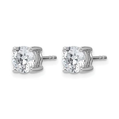 14K Weißgold Ohrstecker mit 2 ct. zertifizierten, im Labor gezüchteten Diamanten VS+ F+ im Rundschliff mit Vierzack-Fassung