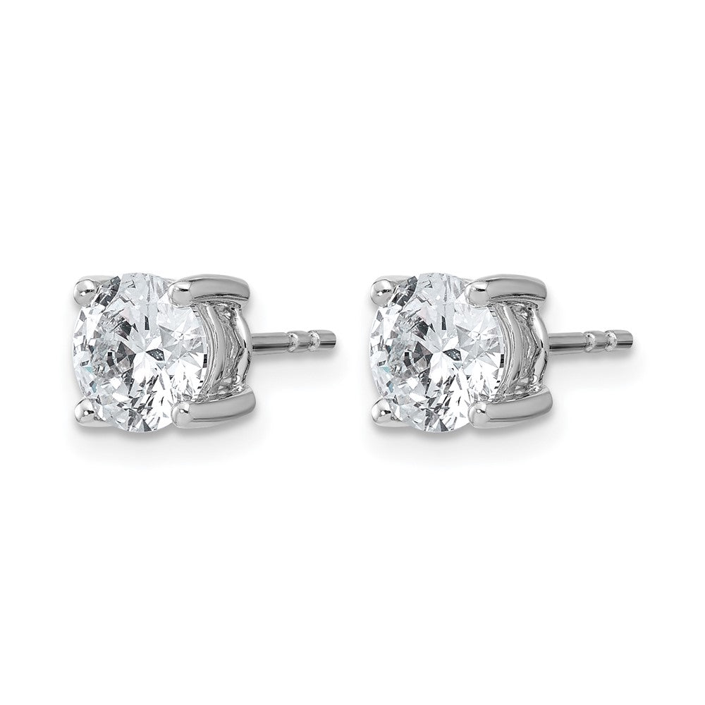 14K Weißgold Ohrstecker mit 2 ct. zertifizierten, im Labor gezüchteten Diamanten VS+ F+ im Rundschliff mit Vierzack-Fassung