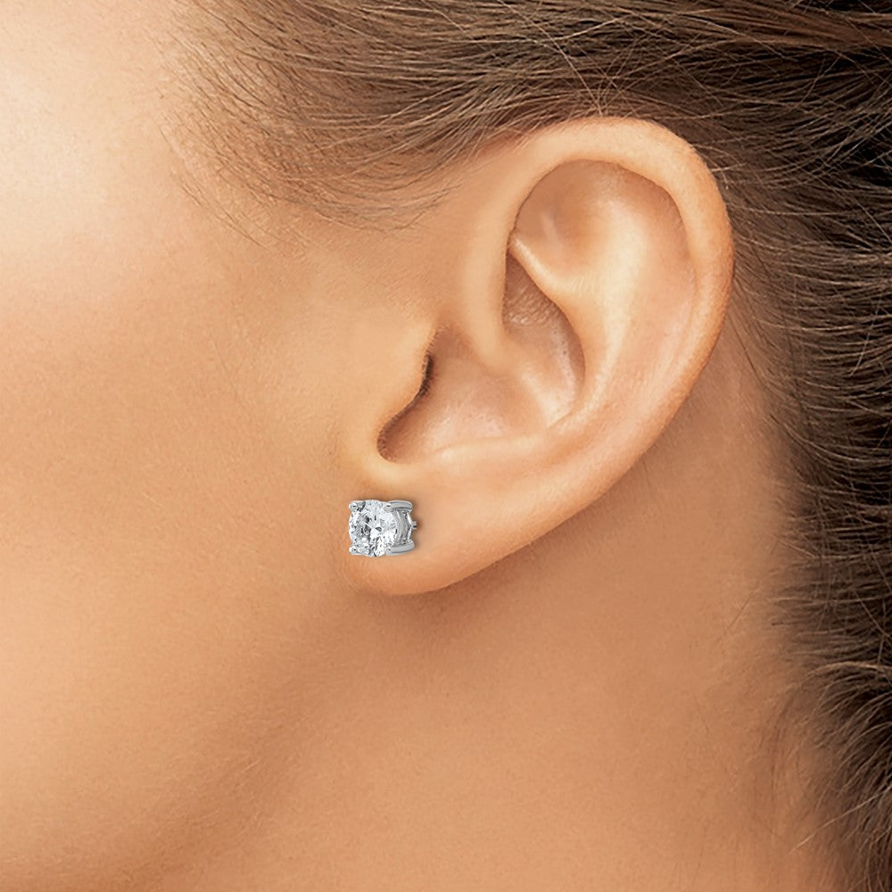 14K Weißgold Ohrstecker mit 2 ct. zertifizierten, im Labor gezüchteten Diamanten VS+ F+ im Rundschliff mit Vierzack-Fassung