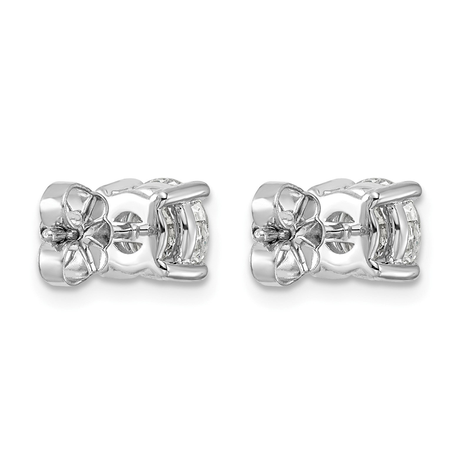 14K Weißgold Ohrstecker mit 2 ct. zertifizierten, im Labor gezüchteten Diamanten VS+ F+ im Rundschliff mit Vierzack-Fassung