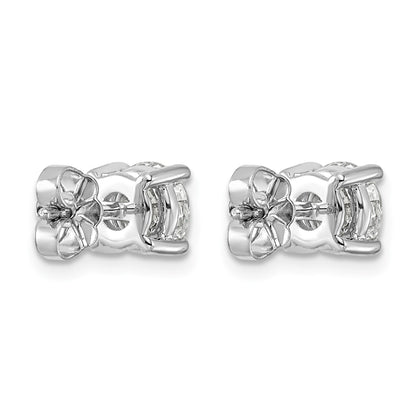 14K Weißgold Ohrstecker mit 2 ct. zertifizierten, im Labor gezüchteten Diamanten VS+ F+ im Rundschliff mit Vierzack-Fassung