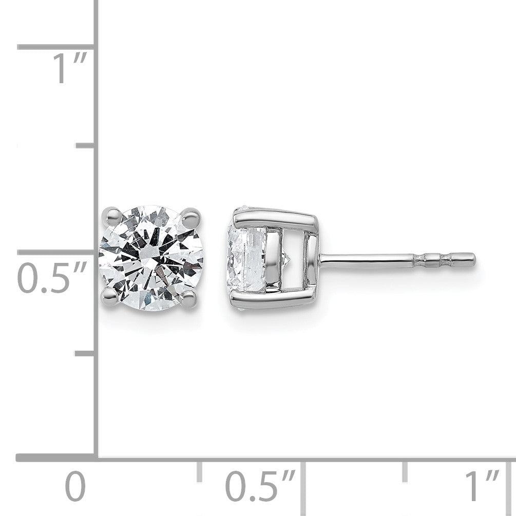 14K Weißgold Ohrstecker mit 2 ct. zertifizierten, im Labor gezüchteten Diamanten VS+ F+ im Rundschliff mit Vierzack-Fassung