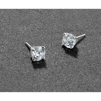 14K Weißgold Ohrstecker mit 4 ct. laborgezüchteten Diamanten, Rund-Schliff, VS+ F+, Vierkrallenfassung
