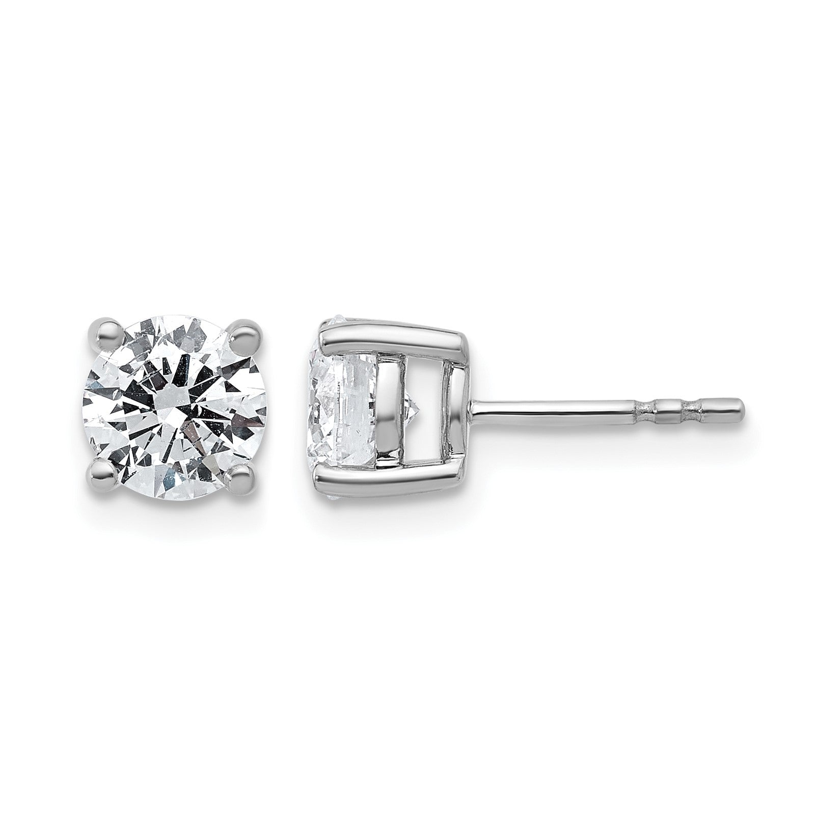 14K Weißgold Laborgezüchtete Diamant-Ohrstecker, 2 ct. Gesamtgewicht, VS/SI+, G+, Rund, 4-Krappen-Fassung, Hohes Gewicht