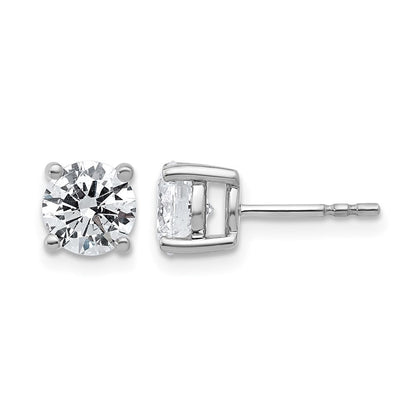 14K Weißgold Ohrstecker mit 2 ct. zertifizierten, im Labor gezüchteten Diamanten VS+ F+ im Rundschliff mit Vierzack-Fassung