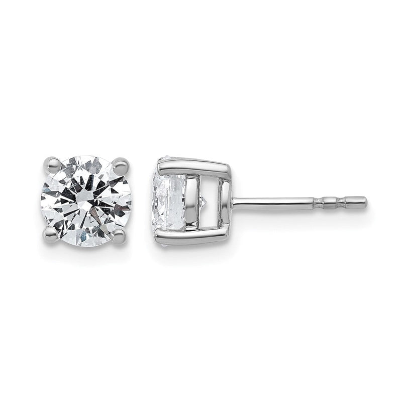 14K Weißgold Ohrstecker mit 2 ct. zertifizierten, im Labor gezüchteten Diamanten VS+ F+ im Rundschliff mit Vierzack-Fassung