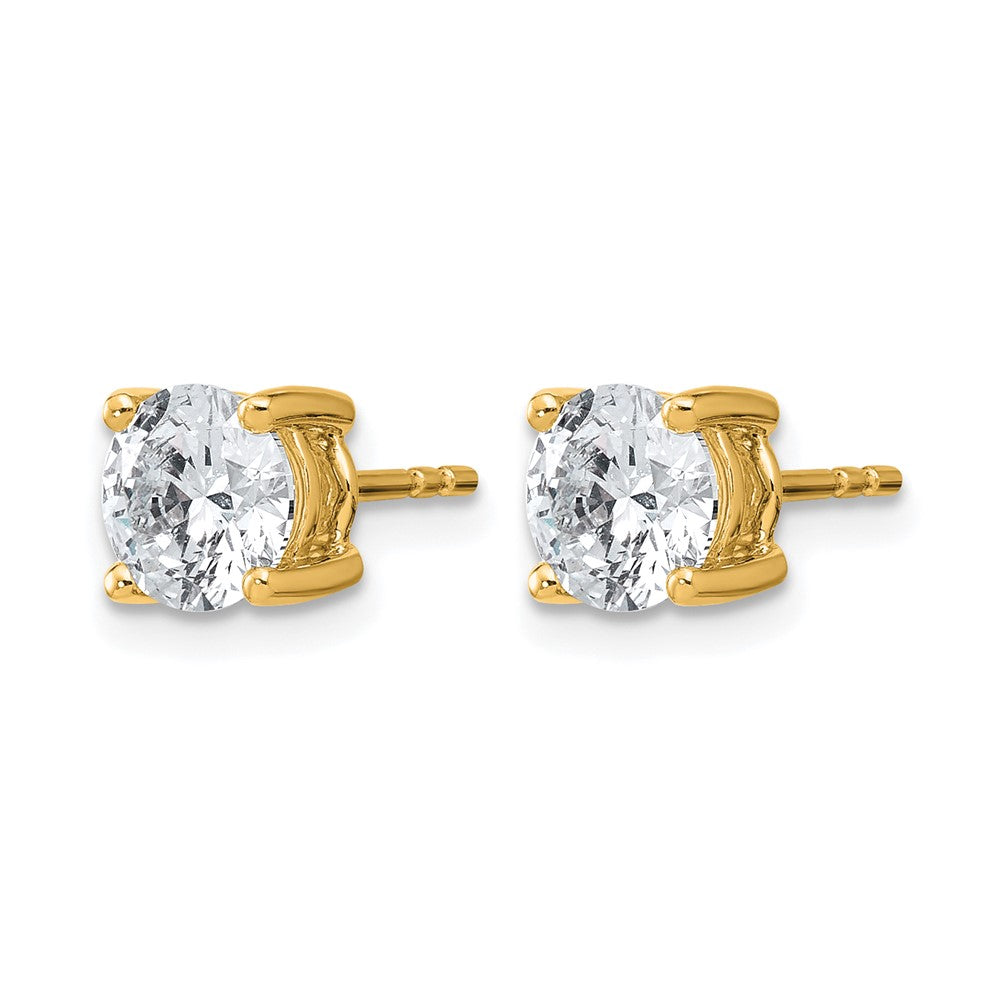 14K Gelbgold Ohrstecker mit 2 ct. zertifizierten, im Labor gezüchteten Diamanten, VS/SI+ G+, rund, 4-Krappen-Fassung, schweres Gewicht